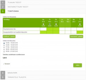 Toimitusajan valinta tapahtuu selkeällä käyttöliittymällä