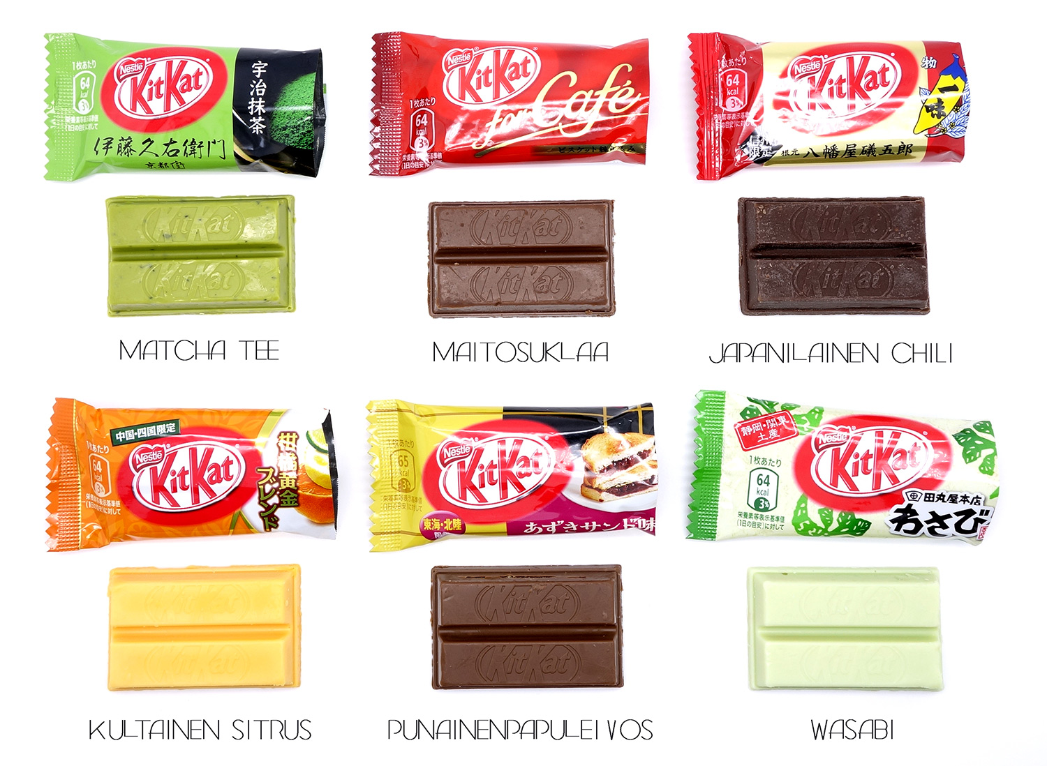 Kuusi erilaista KitKat makua Japanista